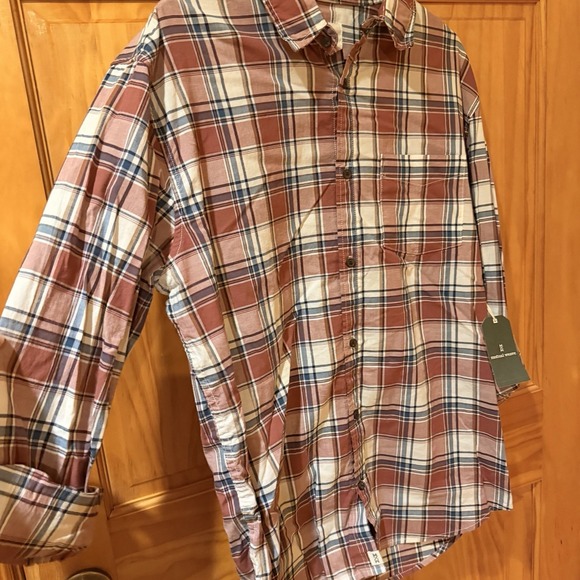 Mutual Weave Men's Plaid Flannel LS Shirt Size Large Neutral Browns - Picture 3 of 7